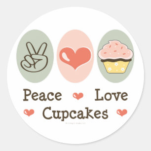 Pegatinas de Peace Love Cupcakes
