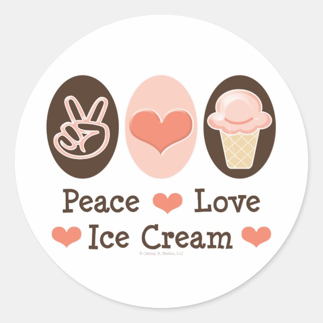 Pegatinas de Peace Love Ice Cream (Anverso)
