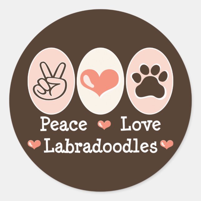 Pegatinas de Peace Love Labradoodles (Anverso)