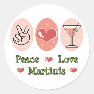 Pegatinas de Peace Love Martini