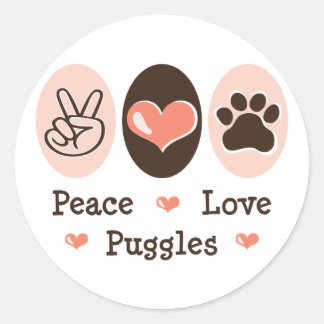 Pegatinas de Peace Love Puggles
