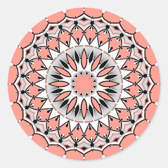 Pegatinas de Peach Mandala (Diseño 1) (Anverso)