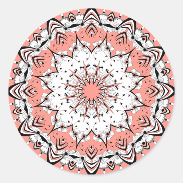 Pegatinas de Peach Mandala (Diseño 3) (Anverso)