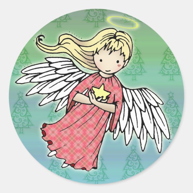 Pegatinas de pequeño ángel de Navidad (Anverso)