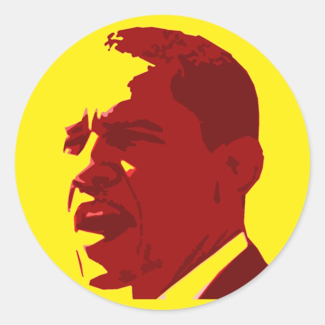 Pegatinas de perfil amarillo y rojo de Barack Obam (Anverso)