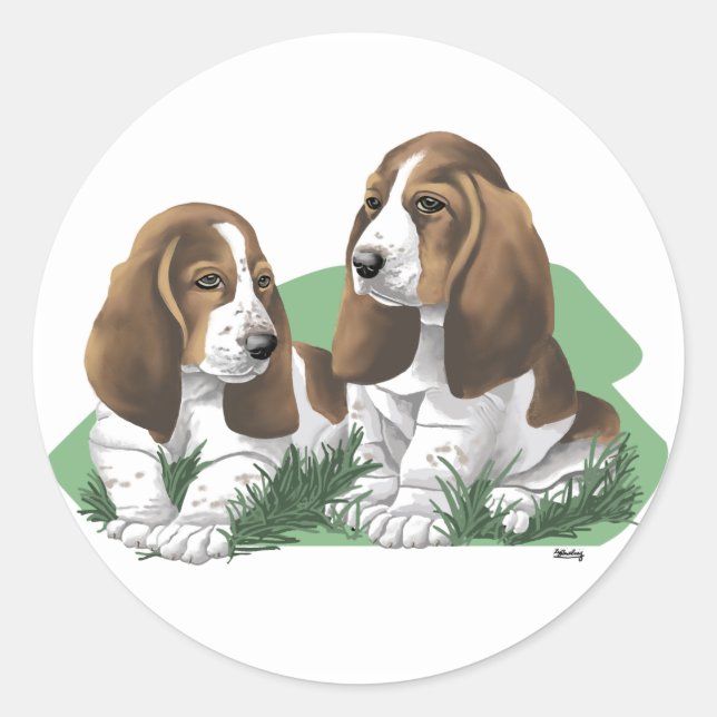 Pegatinas de perritos de abejas de Basset (Anverso)
