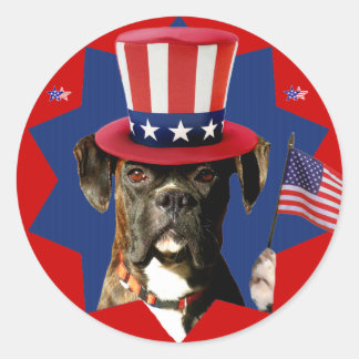 Pegatinas de perro de Boxer Patriótico