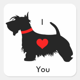 Pegatinas de perro Scottie - Te quiero