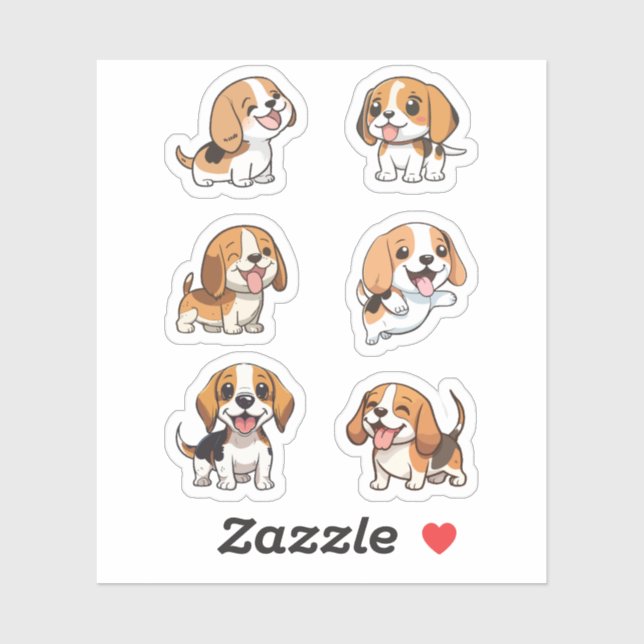 pegatinas de perros beagles adorables (Hoja)