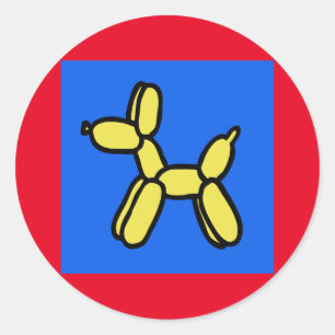 Pegatinas de perros con globos en amarillo, azul y
