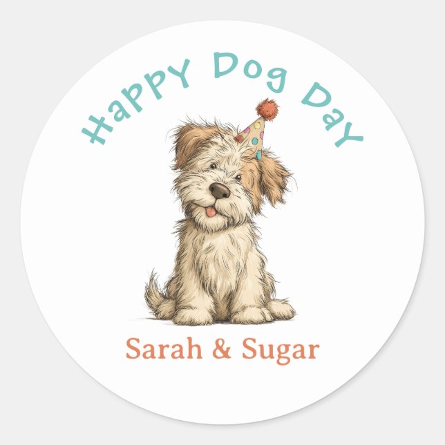 Pegatinas de perros de mi día - Divertido nombre d (Anverso)