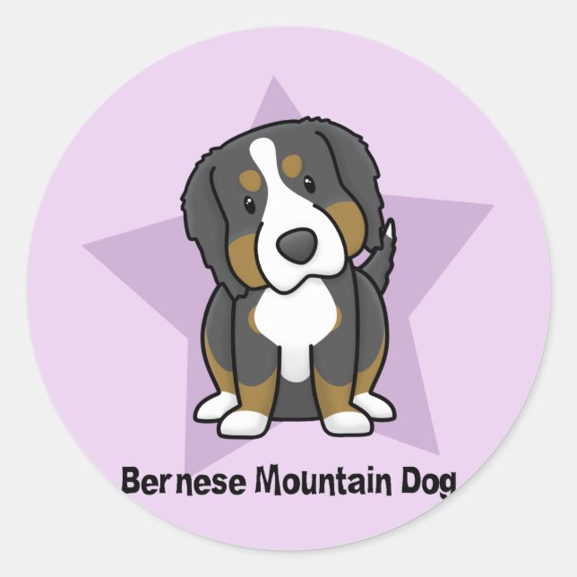 Pegatinas de Perros de Montaña Kawaii Star Bernese (Anverso)