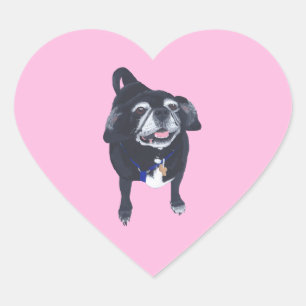 Pegatinas de perros de pug de corazón lindo