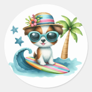 Pegatinas de perros de surf de Cute