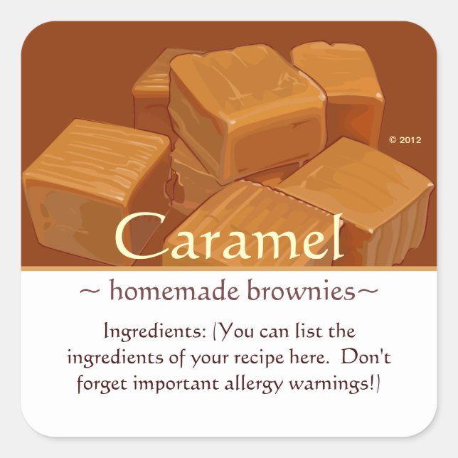 Pegatinas de personalizable Square Caramels (Anverso)