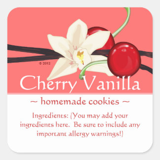 Pegatinas de personalizable Square Cherry Vanilla
