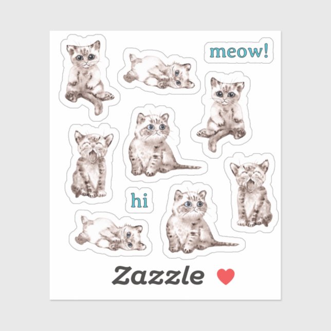 Pegatinas de Personalizado de Ilustracion de gato (Hoja)