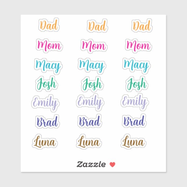 Pegatinas de Personalizado de nombres personalizad (Hoja)
