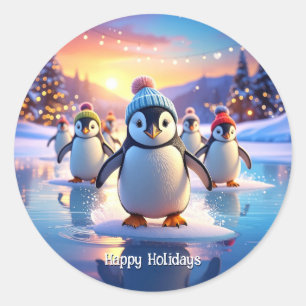 Pegatinas de Pingüinos Adorables con Gorros de Inv