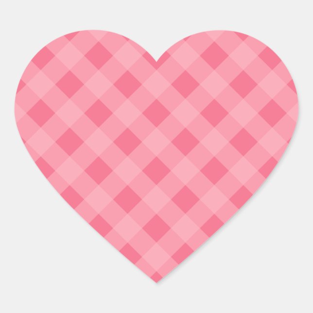 Pegatinas de Pink Gingham Heart (Anverso)