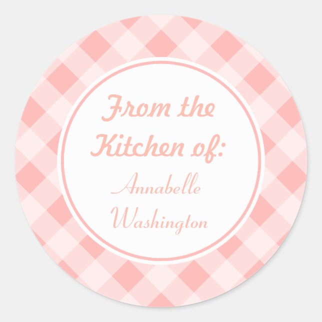 Pegatinas de Pink Gingham Kitchen (Anverso)