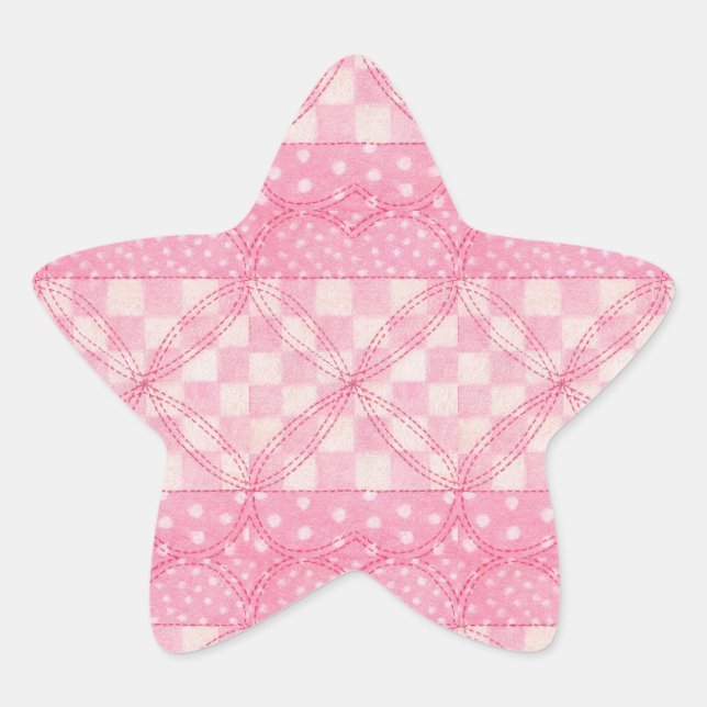 Pegatinas de PINK HEART QUILT Star (Anverso)