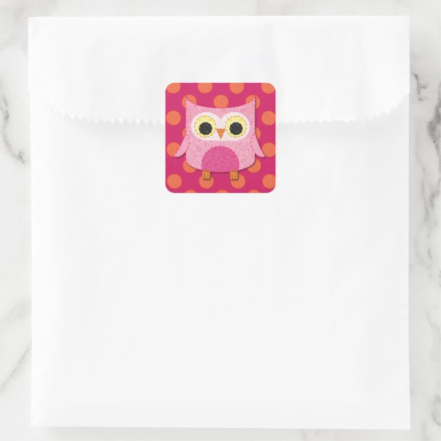 Pegatinas de Pink Owl Square (Bolso)