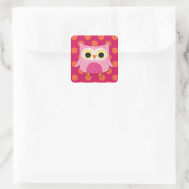 Pegatinas de Pink Owl Square