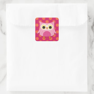 Pegatinas de Pink Owl Square