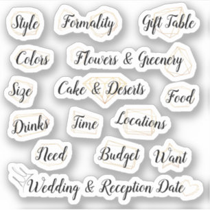 Pegatinas de planificación de bodas