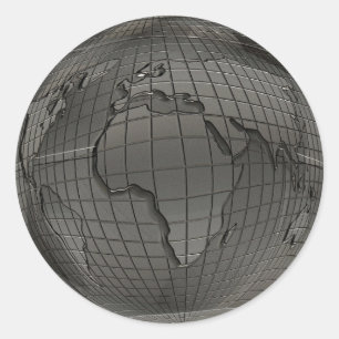Pegatinas de plata del globo del mundo