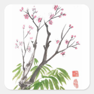 Pegatinas de Plum Blossom y Bambú