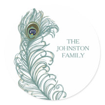 Pegatinas de plumas de pavo real personalizadas