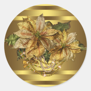 Pegatinas de Poinsettia de Oro Elegantes