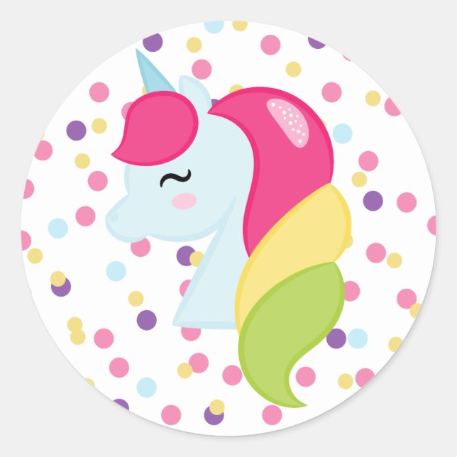 Pegatinas de Polka Dot Rainbow Unicorn (Anverso)