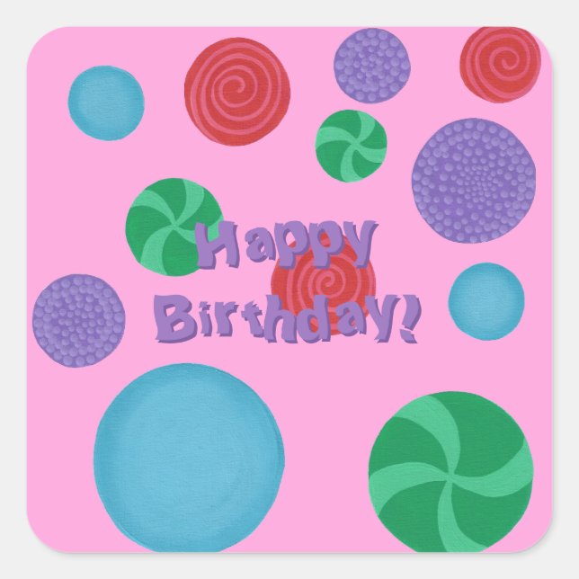 Pegatinas de Polka Fun Colorful Happy Birthday Dot (Anverso)