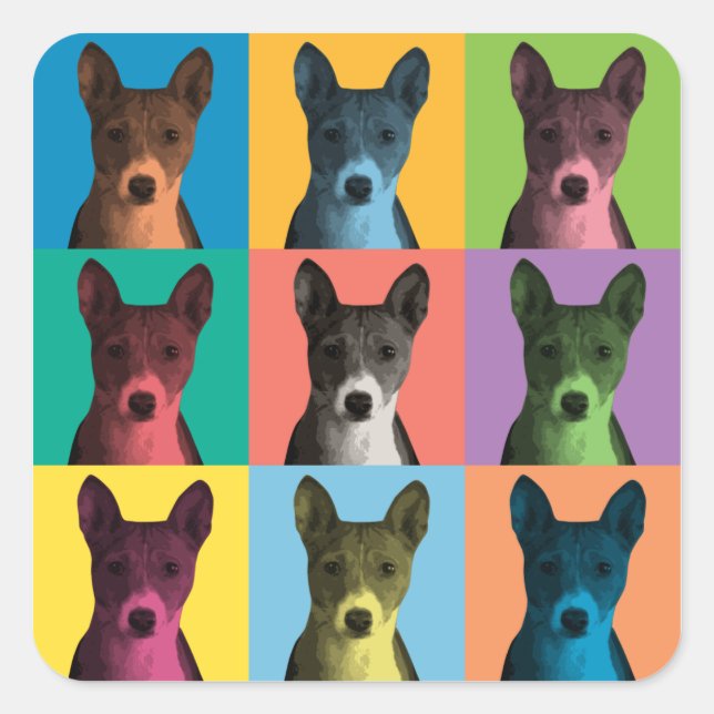 Pegatinas de Pop-Art de Basenji (Anverso)