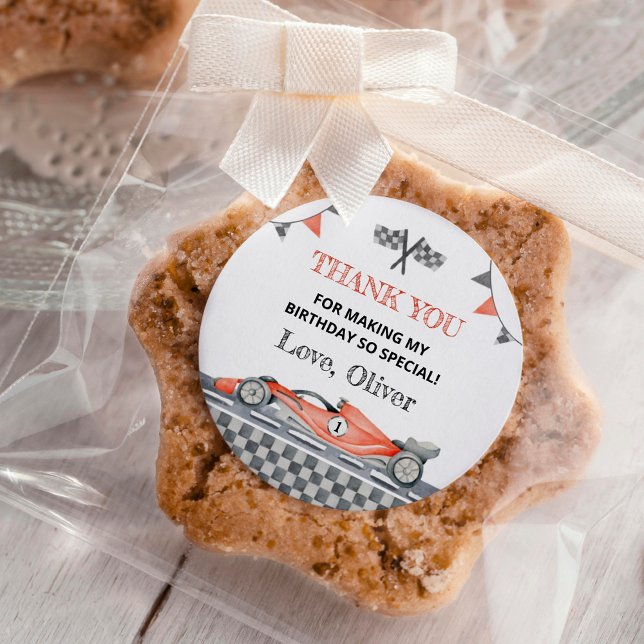 Pegatinas de primer cumpleaños de Fast One Red Rac (Subido por el creador)