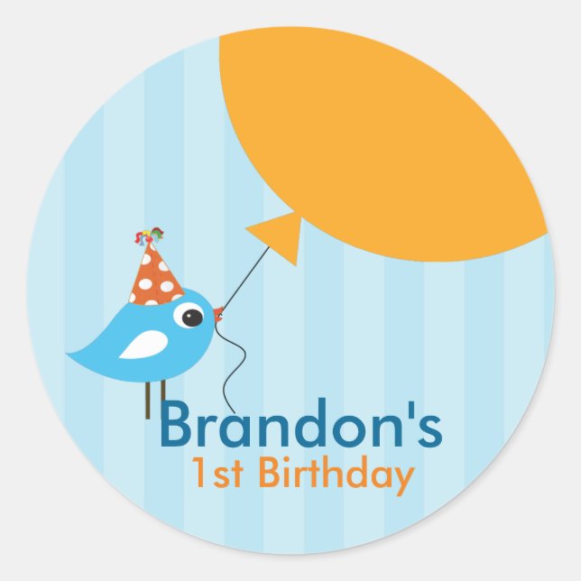 Pegatinas de primer cumpleaños de Little Birdie (Anverso)