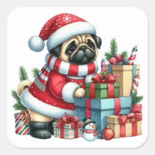 Pegatinas de pug festivo