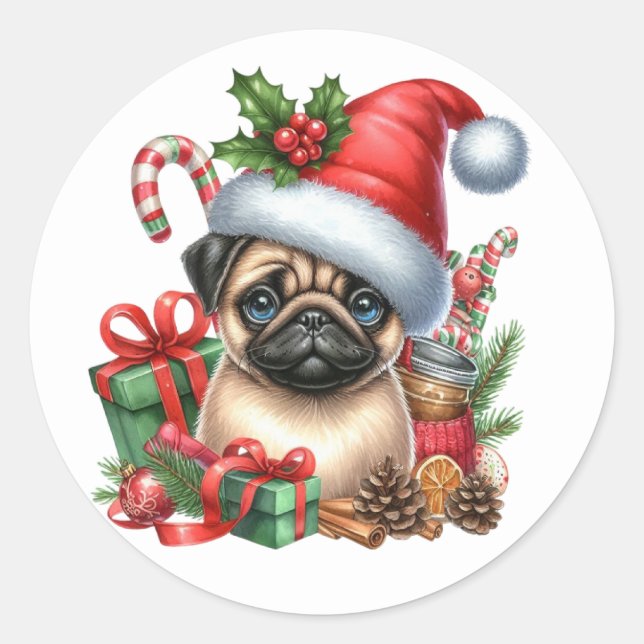 Pegatinas de pug festivo (Anverso)