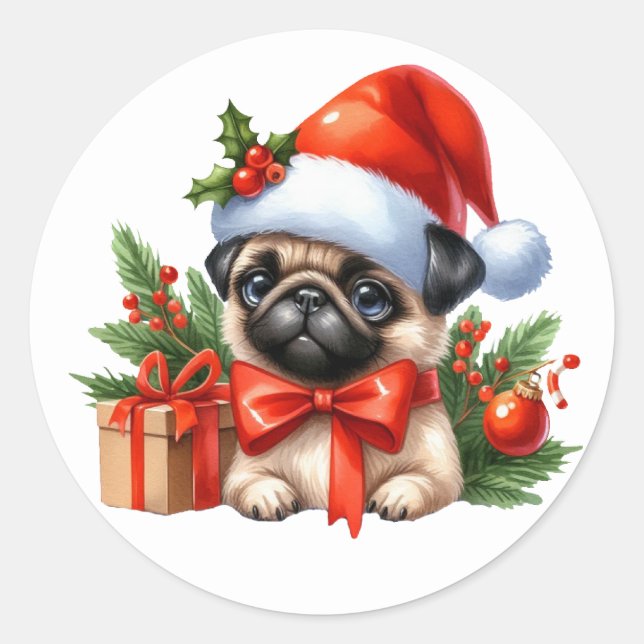 Pegatinas de pug festivo (Anverso)