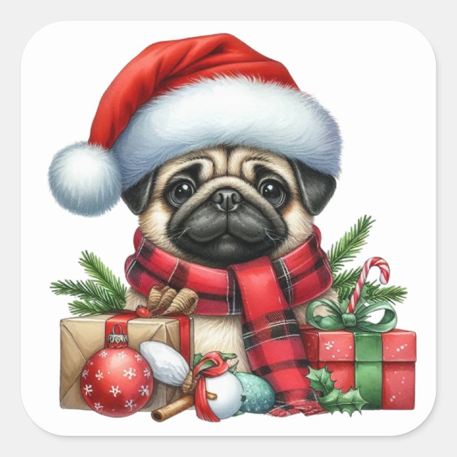 Pegatinas de pug festivo (Anverso)
