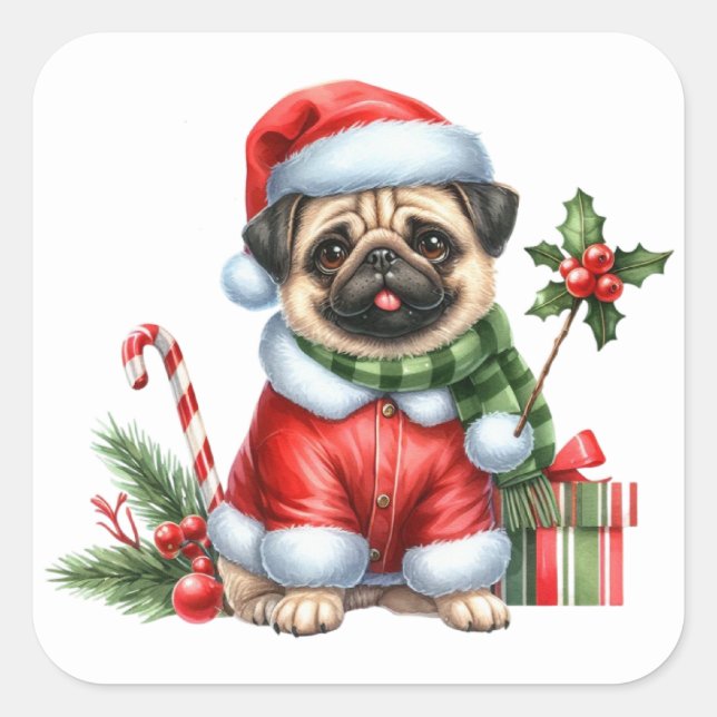 Pegatinas de pug festivo (Anverso)