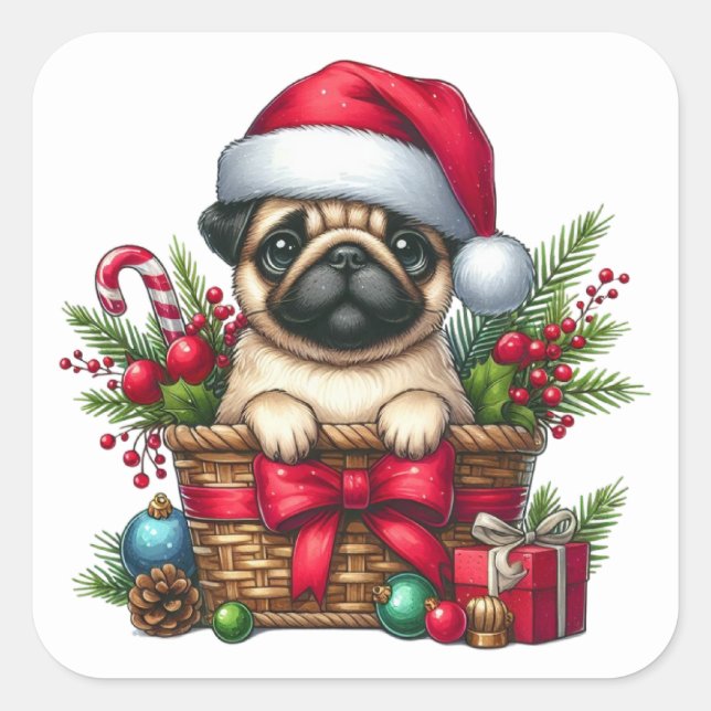 Pegatinas de pug festivo (Anverso)