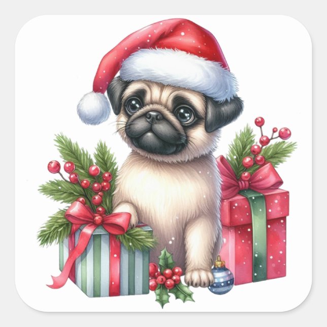 Pegatinas de pug festivo (Anverso)