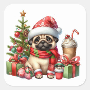 Pegatinas de pug festivo