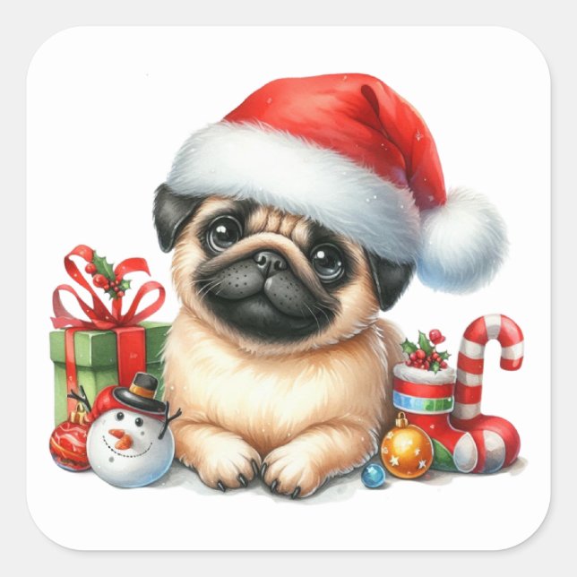 Pegatinas de pug festivo (Anverso)