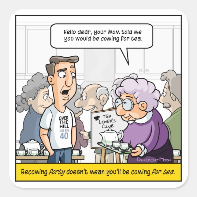 Pegatinas de Punny 40 Birthday Square (Anverso)