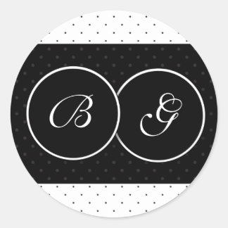 Pegatinas de Punto de Polka blanco y negro